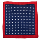 Dark Blue & Red Dot Wool Pocket Square 26cm